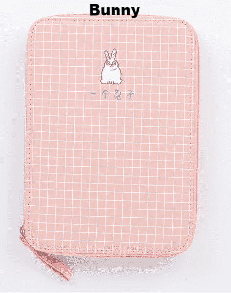 Check Pastels Stationery Case - MomyMall Bunny