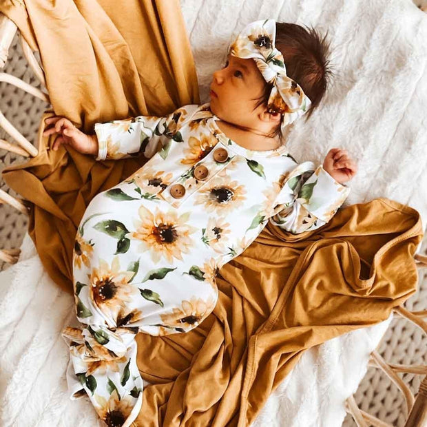 Cute NewBorn Sunflower Printed Baby Sleeping Bag Set - MomyMall White / 0-6 Months