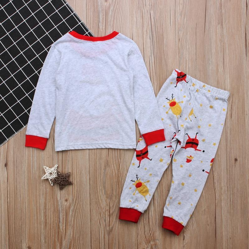 Boys Girls Christmas Long-sleeved Santa Claus Pajamas 2 Pcs Set