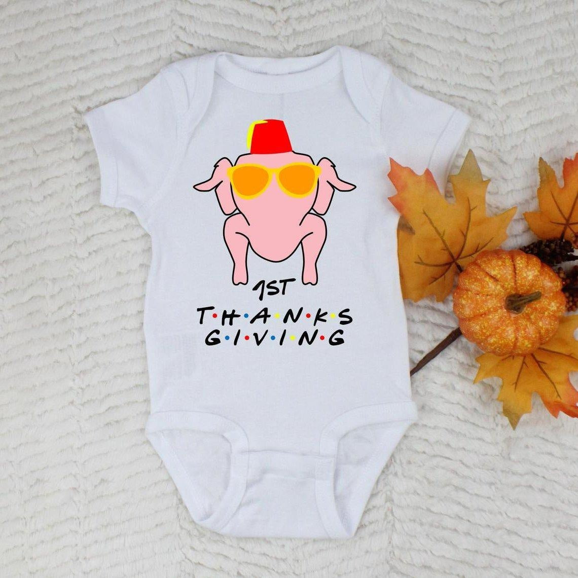 Funny 1st Thanksgiving Turquie Barboteuse Imprimée pour Bébé