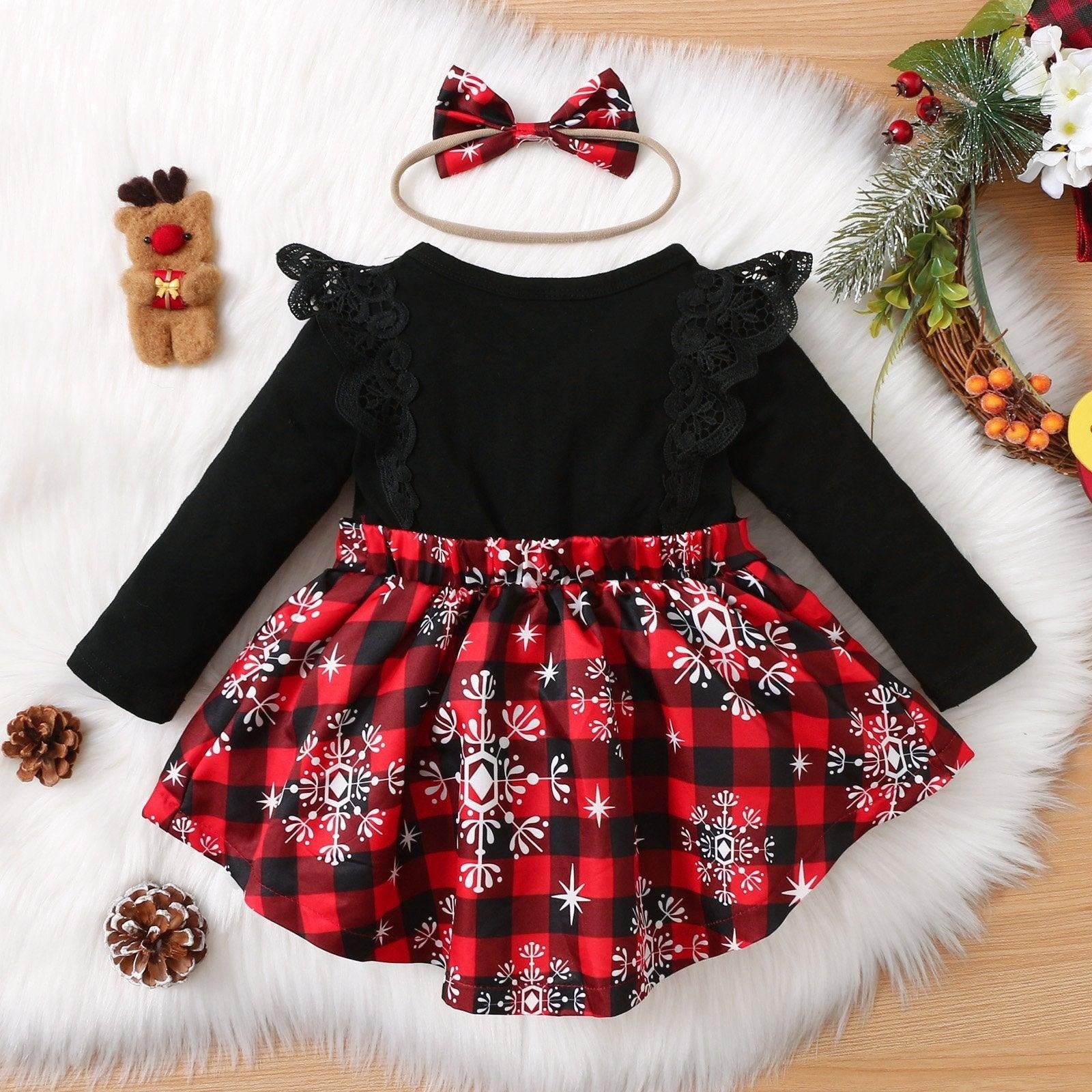 2PCS Christmas Printed Baby Romper Set - MomyMall