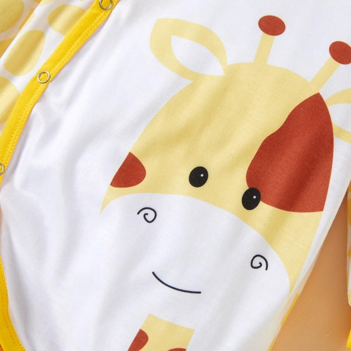 Baby Unisex Sweet Giraffe Printed Long Sleeve Baby Jumpsuit - MomyMall