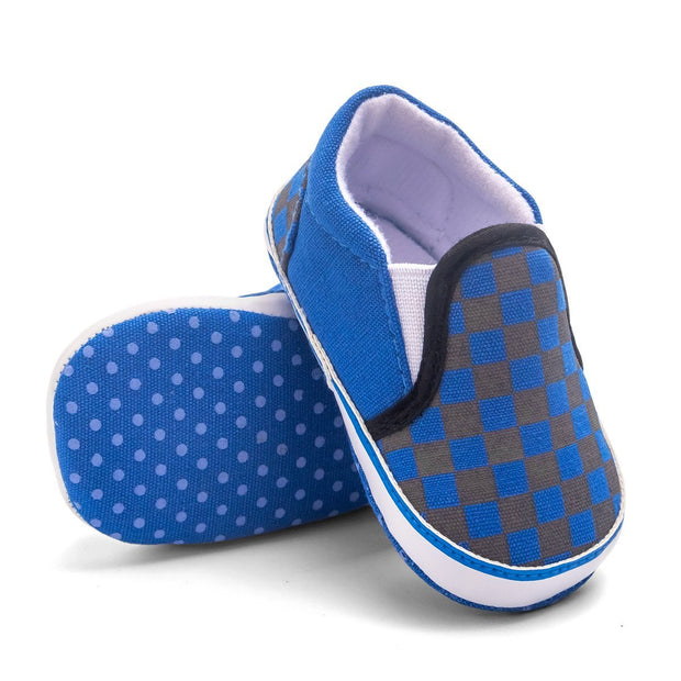 Baby Boy Girl Plaid Anti-slip Canvas Shoes - MomyMall Blue / 3-6Months