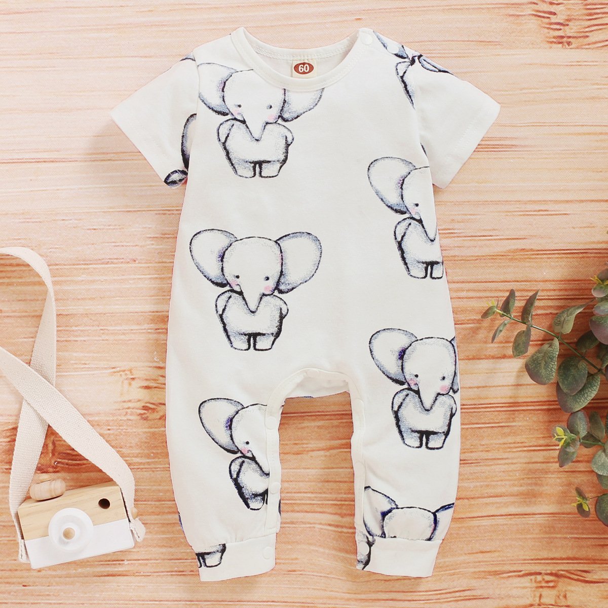 Cute Elephant Printed Baby Jumpsuit