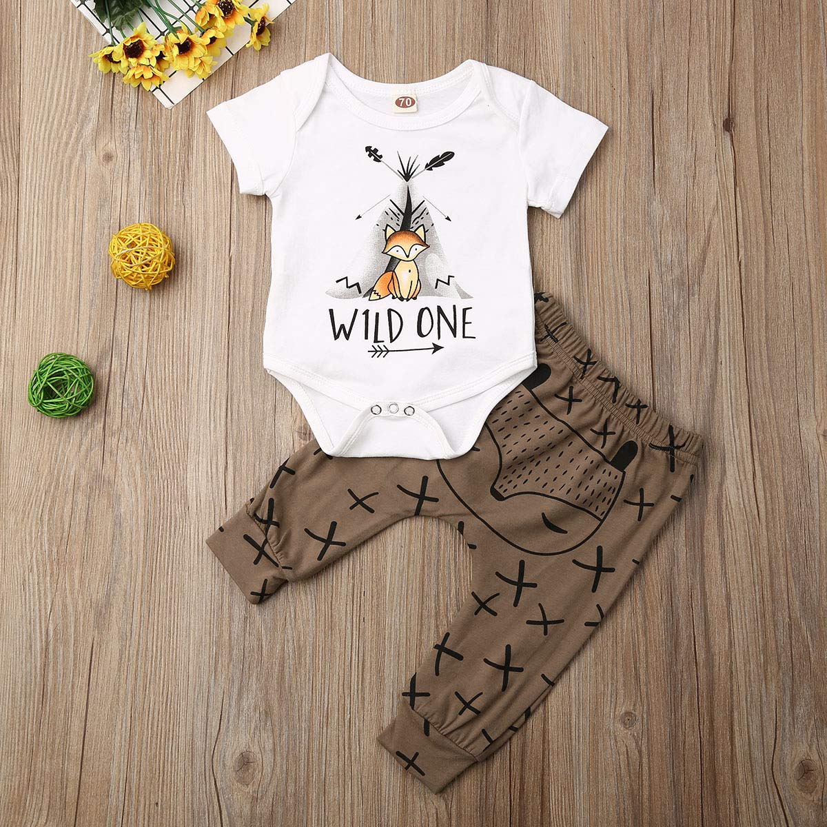 2PCS "Wild One" Cute Fox Printed Baby Set - MomyMall