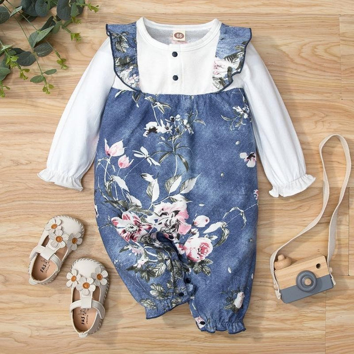 Cute Floral Printed Baby Jumpsuit - MomyMall Blue / 3-6 Months