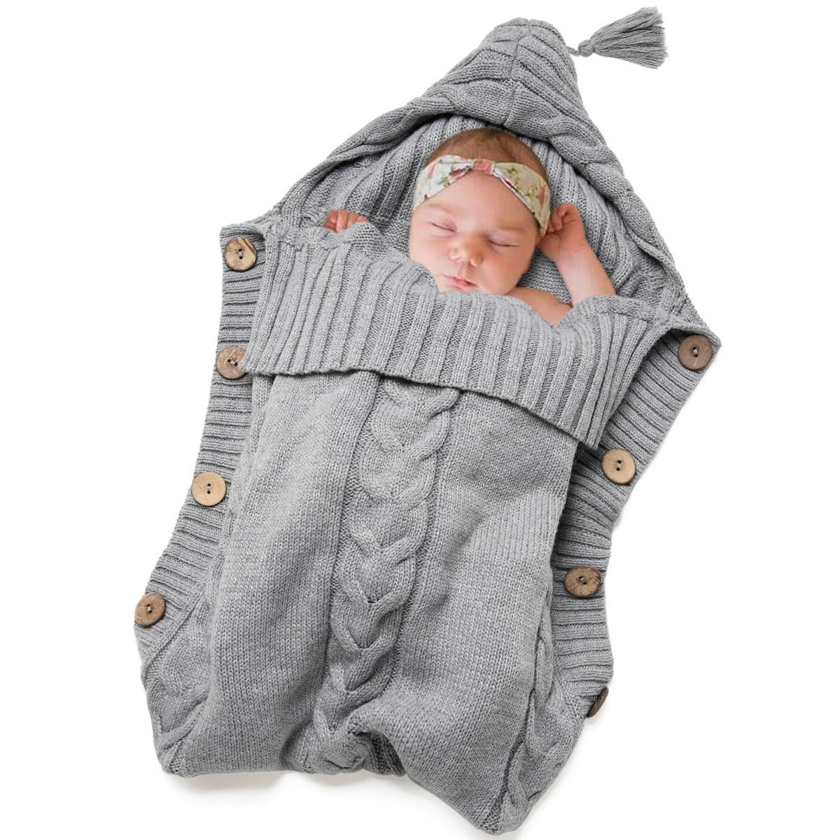 Newborn Baby Wrap Swaddle Blanket Knit Sleeping Bag - MomyMall