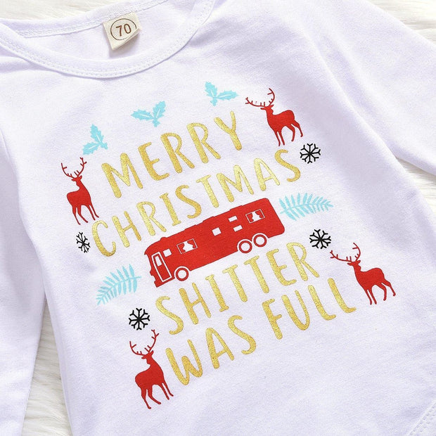 3PCS Merry Christmas Letter Printed Baby Set - MomyMall