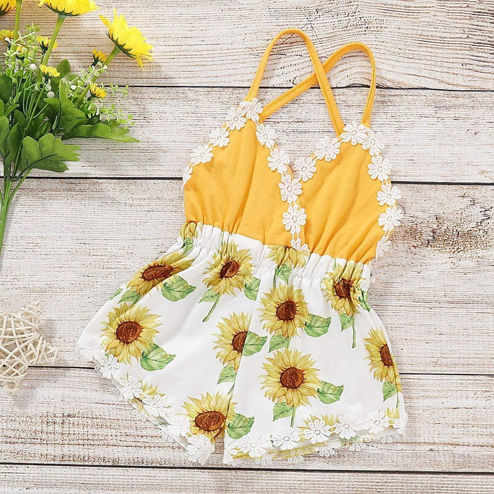 Sunflower Allover Printed Baby Jumpsuits - MomyMall