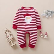 Christmas Santa Claus Printed Stripe Baby Jumpsuit - MomyMall Red / 0-3 Months
