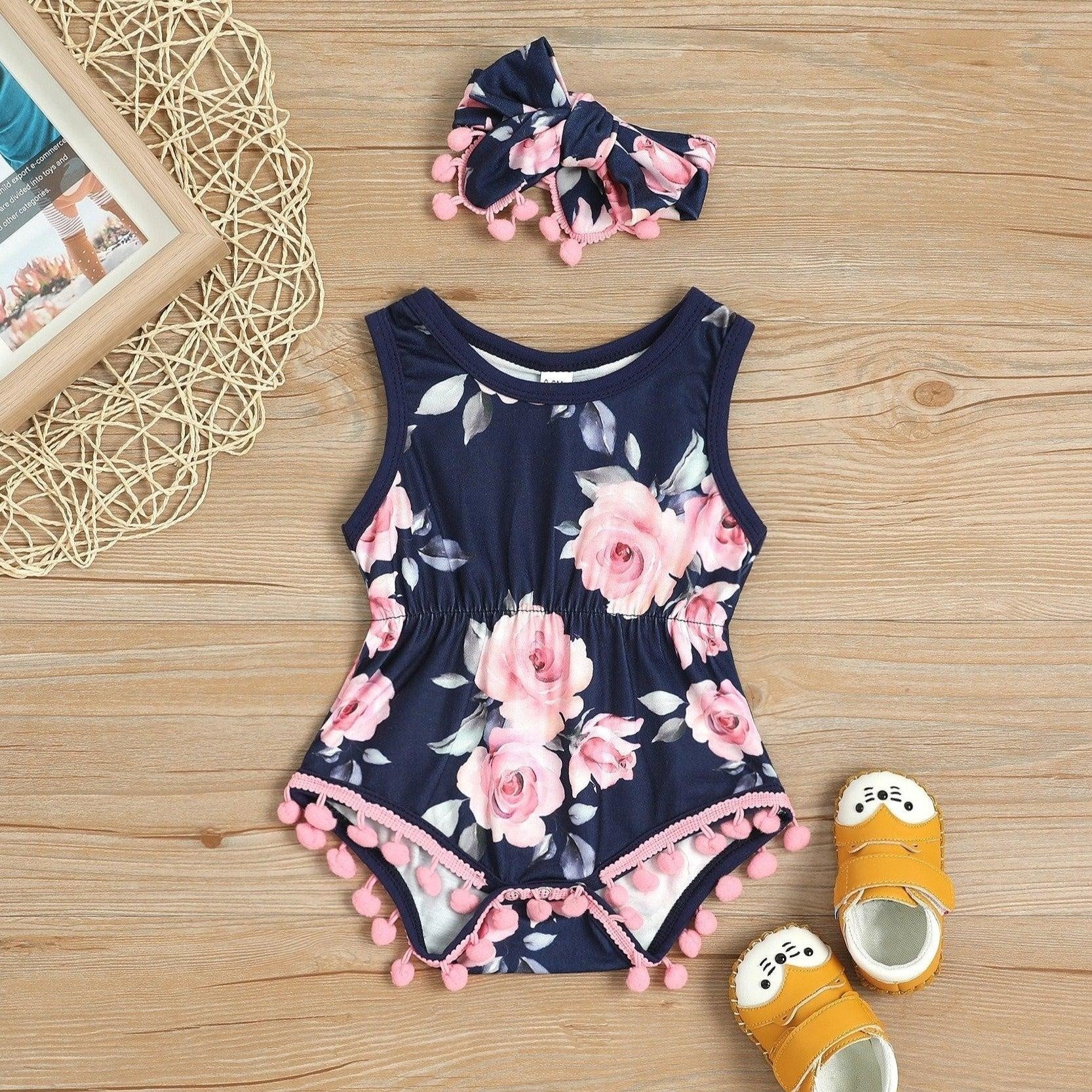 2PCS Floral Printed Baby Romper - MomyMall