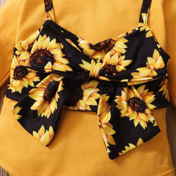 3PCS Sunflower Printed Long-sleeve Baby Set - MomyMall