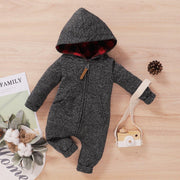 Autumn And Winter Lovely Dark Grey Printed Long-sleeve Baby Hoodie Jumpsuit - MomyMall Red / 0-6 Months