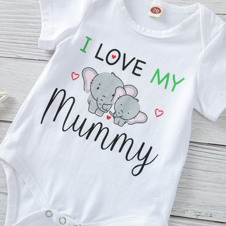 I Love My Mummy Elephant Printed Baby Romper - MomyMall