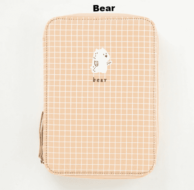Check Pastels Stationery Case - MomyMall Bear