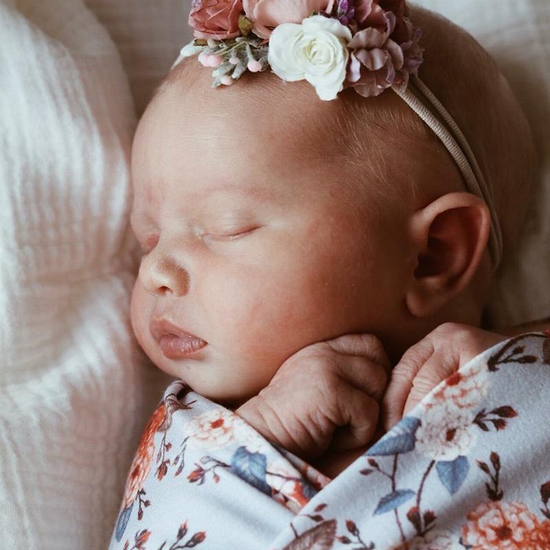 Cute NewBorn Full Flower Floral Printed Sleeping Bag And Headband Baby Set