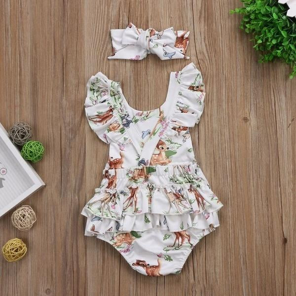 Lovely Little Deer Printed Baby Romper - MomyMall