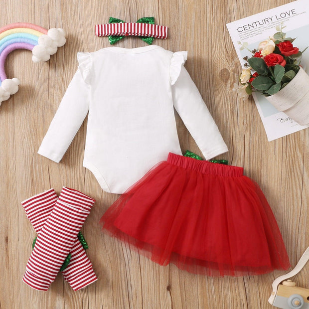 4PCS My 1st Christmas Letter Printed Baby Skirt Set - MomyMall