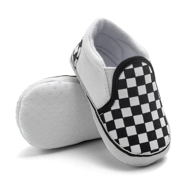 Baby Boy Girl Plaid Anti-slip Canvas Shoes - MomyMall White / 3-6Months
