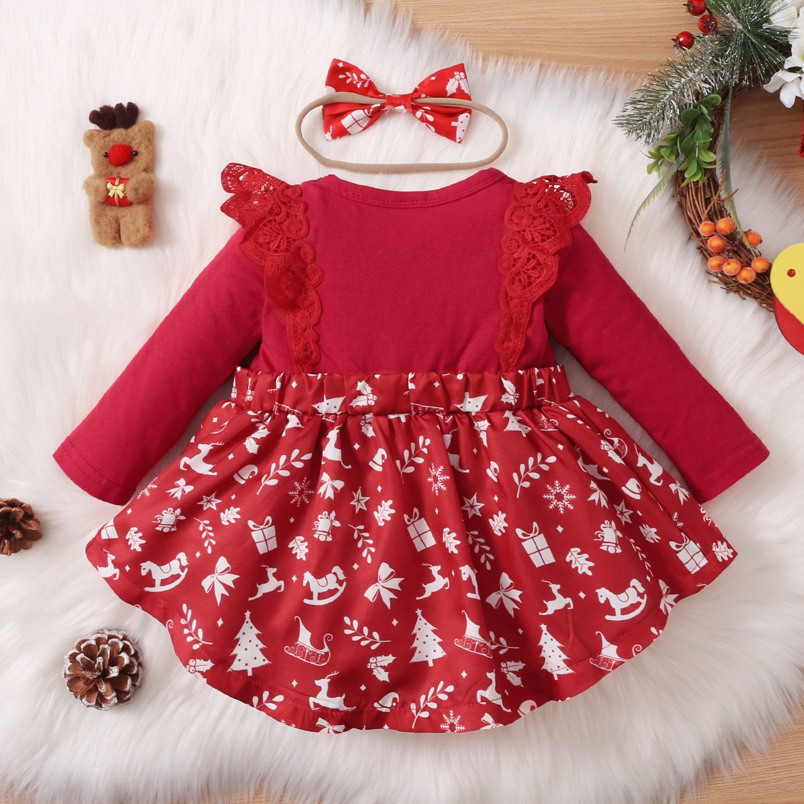 2PCS Christmas Printed Baby Romper Set - MomyMall