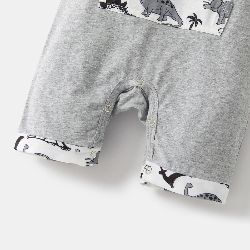 Lovely Little Brother Dinosaur Printed Hoodie Baby Romper