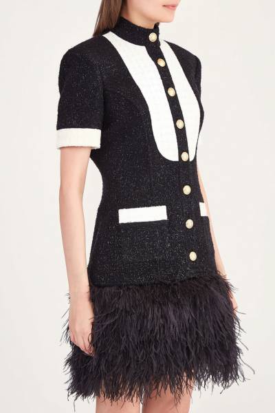 Tweed Feather Dress - MomyMall