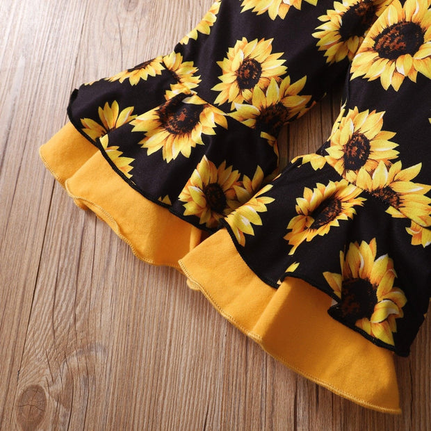 3PCS Sunflower Printed Long-sleeve Baby Set - MomyMall