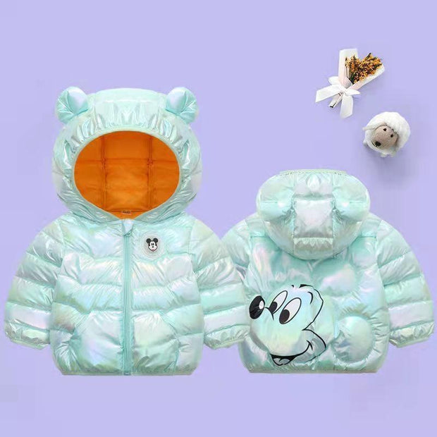Baby Coat Boys Winter Jackets Fashion Bright Hooded Snowsuit 1-5Y - MomyMall Green / 9-12 months