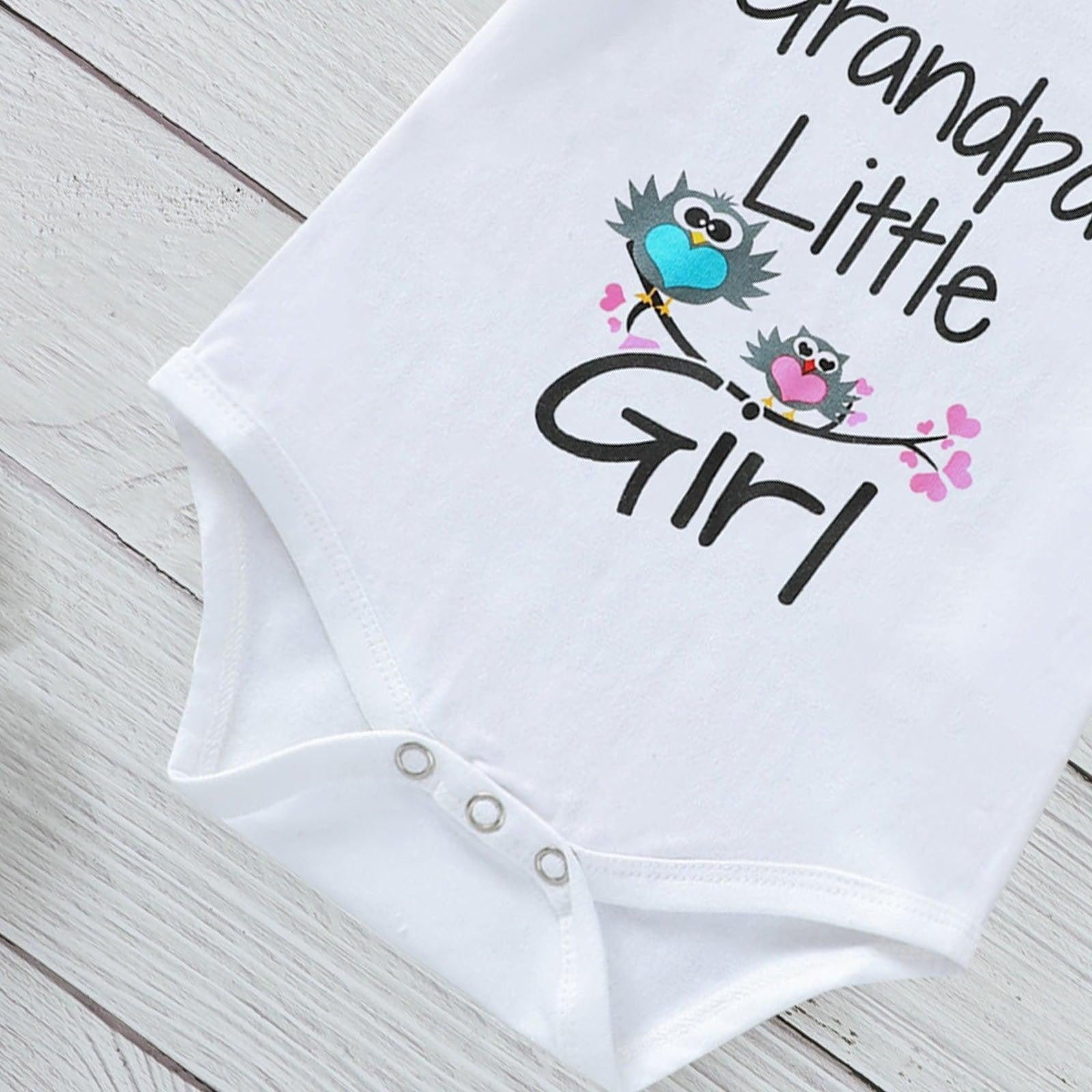 Grandpa's Little Girl Birds Printed Baby Romper