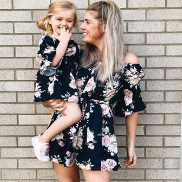 Family Matching Explosions Mother-daughter Parent-child Dress - MomyMall black / S
