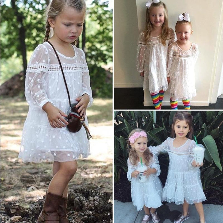 Baby Girl Princess Tulle Long Sleeve Dress Party Formal Dresses - MomyMall