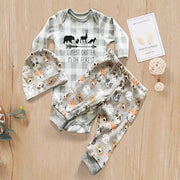 3PCS “CUTEST CRITTER IN THE FOREST” Letter Printed Romper With Animal Printed Pants Baby Set - MomyMall Grey / 0-3 Months