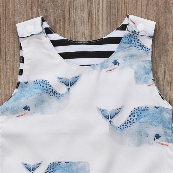 Newborn Baby Girls Boys Whale Print Romper - MomyMall