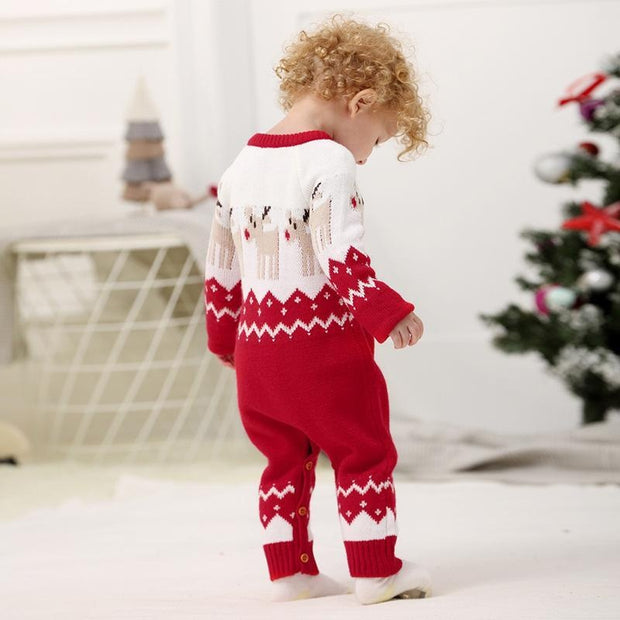 Ins Baby Hot Elk Bodysuit Christmas Autumn Sweater Jumpsuits - MomyMall