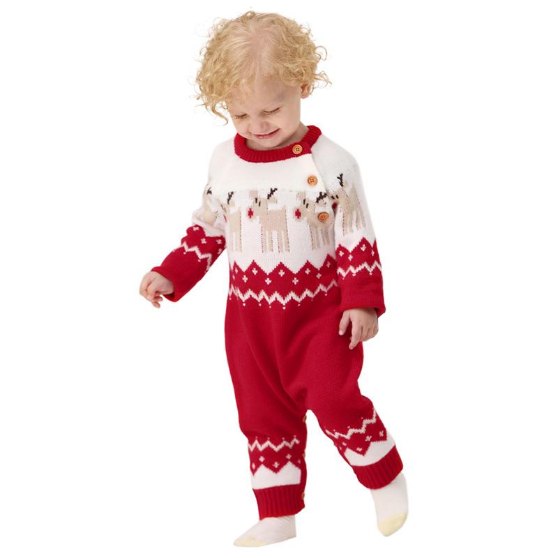 Ins Baby Hot Elk Bodysuit Christmas Autumn Sweater Jumpsuits - MomyMall