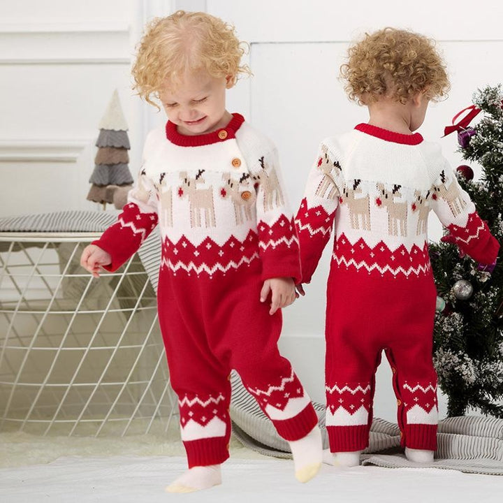 Ins Baby Hot Elk Bodysuit Christmas Autumn Sweater Jumpsuits - MomyMall