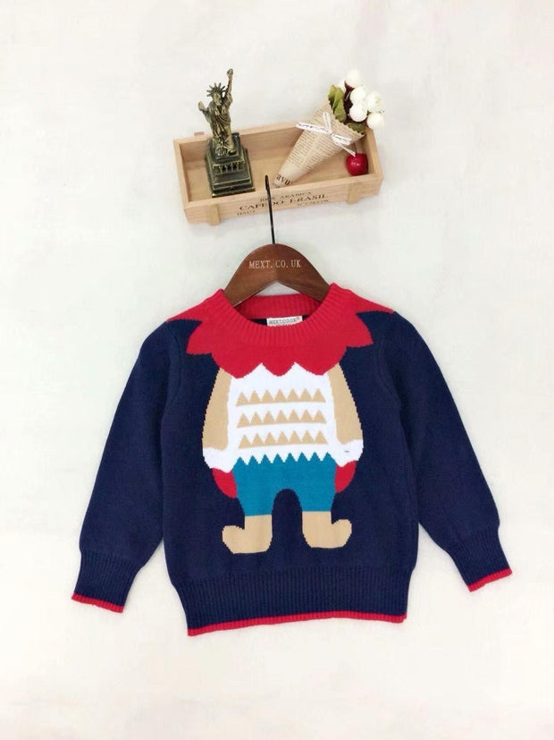 Kids Boy Girl Sweater Spring Autumn Christmas Lion Collar Knitwear - MomyMall Blue / 80cm：6-12months