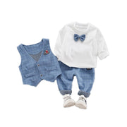 Kid Boy Plaid Gentleman Cute 3 Pcs - MomyMall