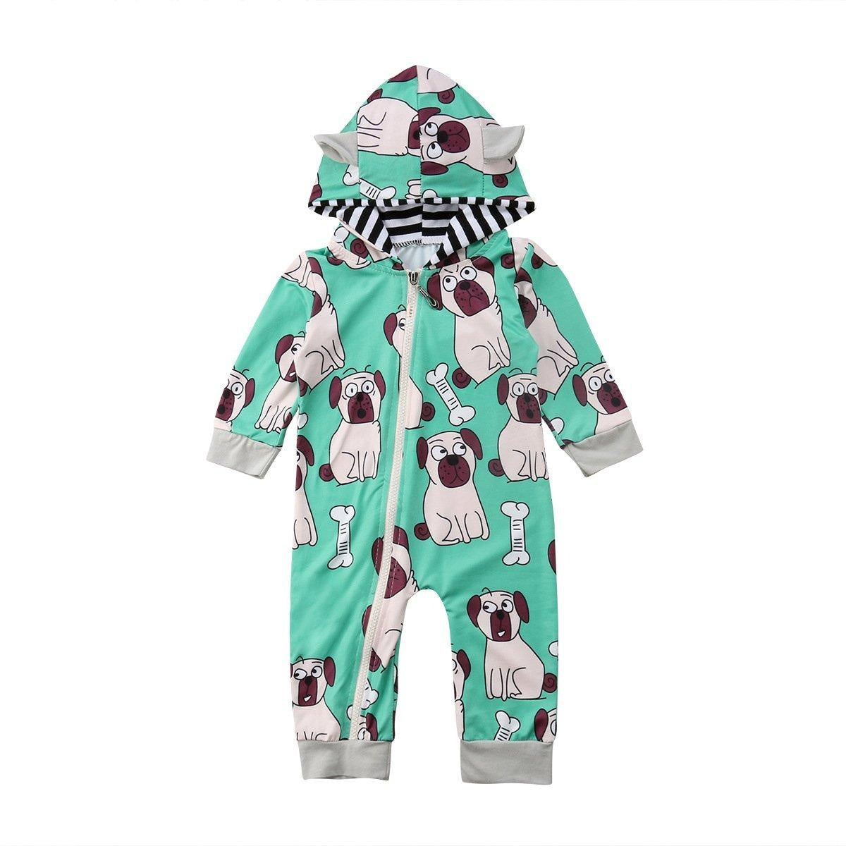 Baby New Fashion Doggie Creeper Zipper Jumpsuit Romper - MomyMall