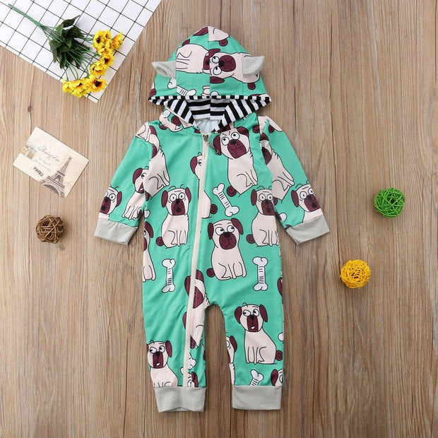 Baby New Fashion Doggie Creeper Zipper Jumpsuit Romper - MomyMall