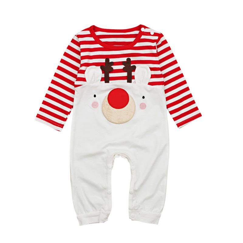 Niedliche weihnachtliche gestreifte Elch-Strampler-Overalls für Babys