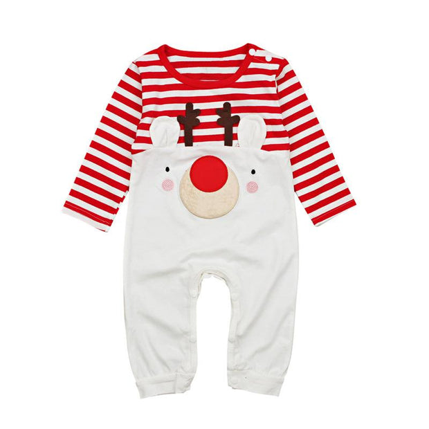 Baby Girl Cute Christmas Striped Elk Romper Jumpsuits