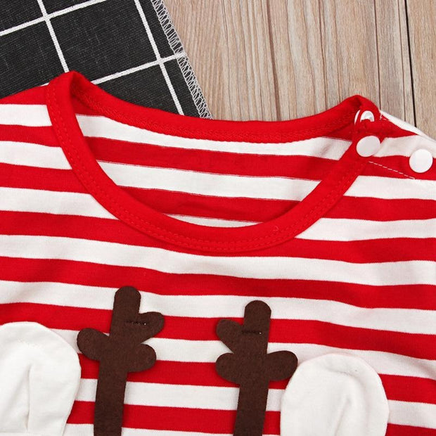 Baby Girl Cute Christmas Striped Elk Romper Jumpsuits