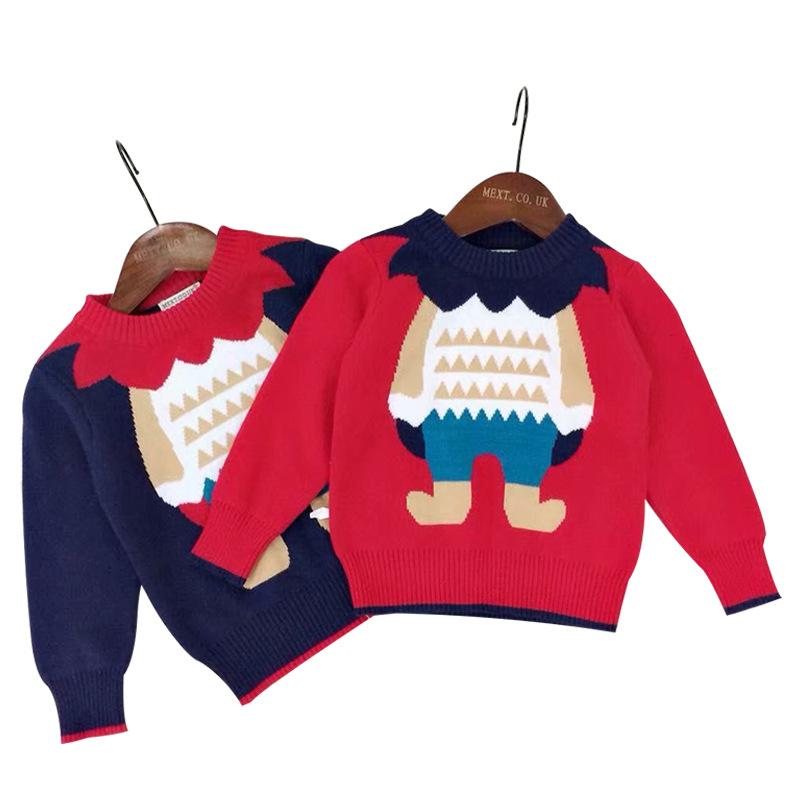 Kids Boy Girl Sweater Spring Autumn Christmas Lion Collar Knitwear - MomyMall