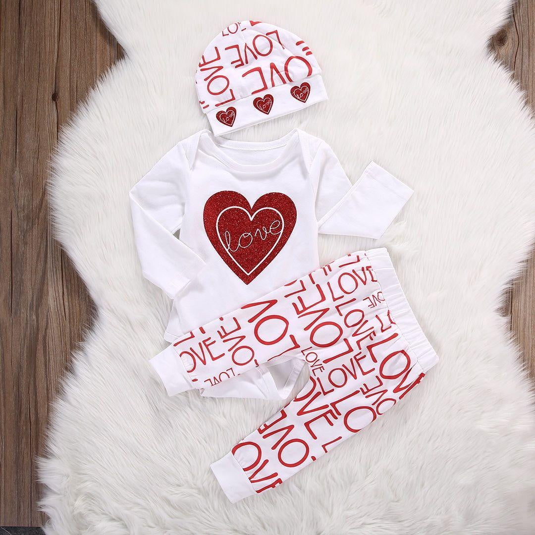 Girl Pure Cotton Multicolor Romper Set with Heart