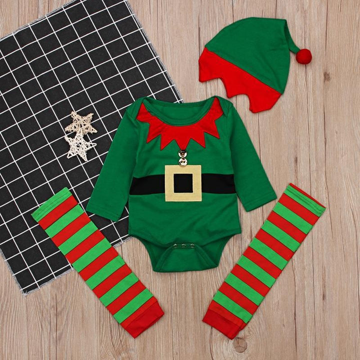 Kids Spring Baby Christmas Long Sleeve Jumpsuit Creeper Romper - MomyMall Green / 70cm:3-6months