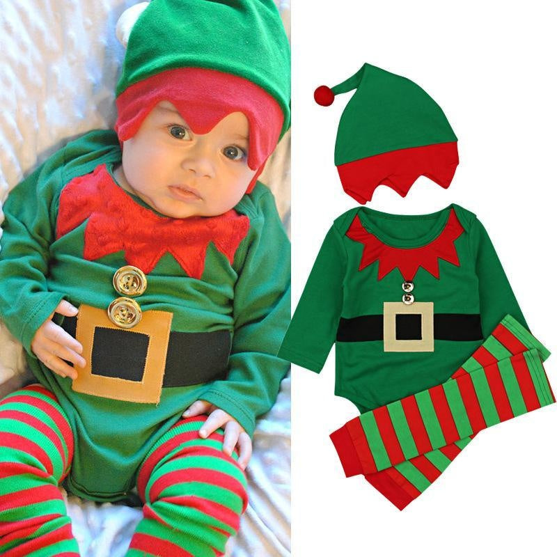 Kids Spring Baby Christmas Long Sleeve Jumpsuit Creeper Romper - MomyMall