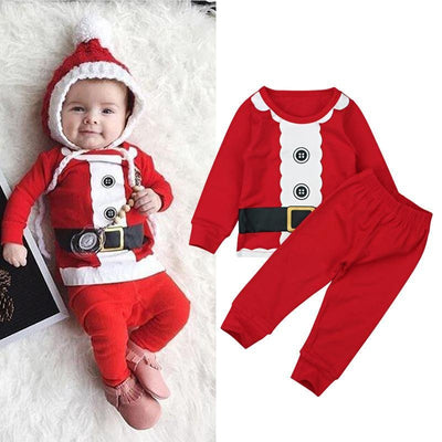 Baby Boy Girl Spring Autumn Christmas Long-sleeved Top Trousers 2 Pcs