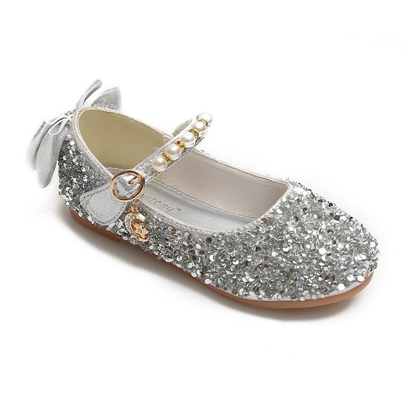 Kid Girl Princess Shoes Girl Flat Shoes Crystal Leather Shoes