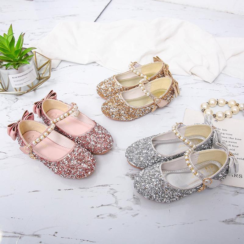 Kid Girl Princess Shoes Girl Flat Shoes Crystal Leather Shoes